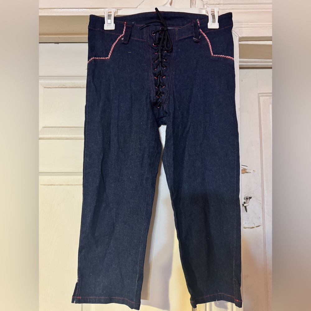 Dog Pile vintage 90s Y2K punk goth denim gingham capri pants L